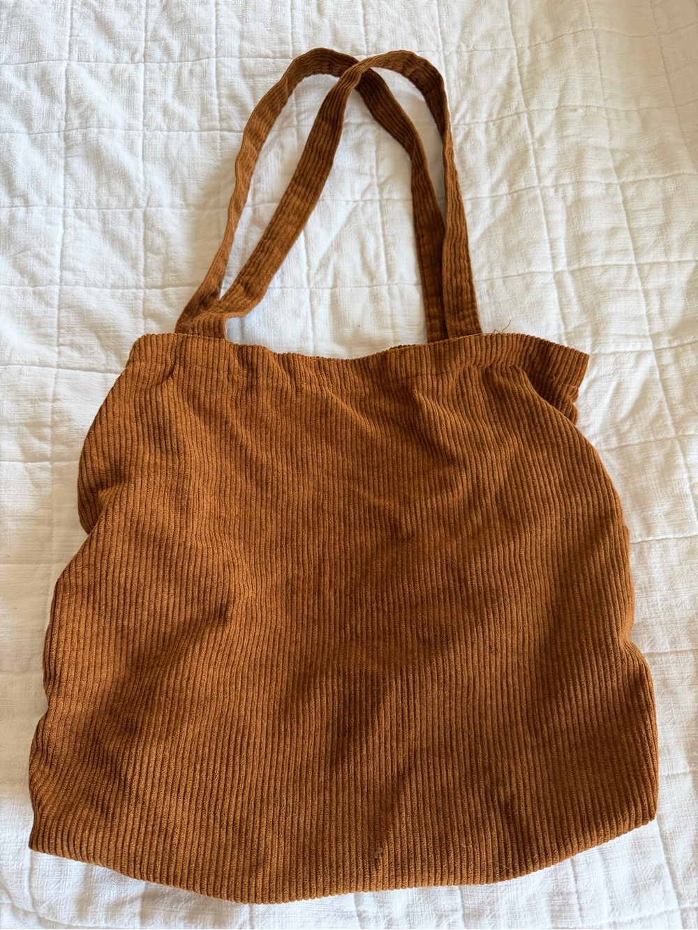Corduroy Tote Bag in Rust Brown - Casual Everyday Women's Bag
